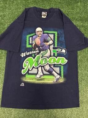 Vintage 90s Warren Moon Seattle Seahawks Pro Player Graphic T-Shirt
